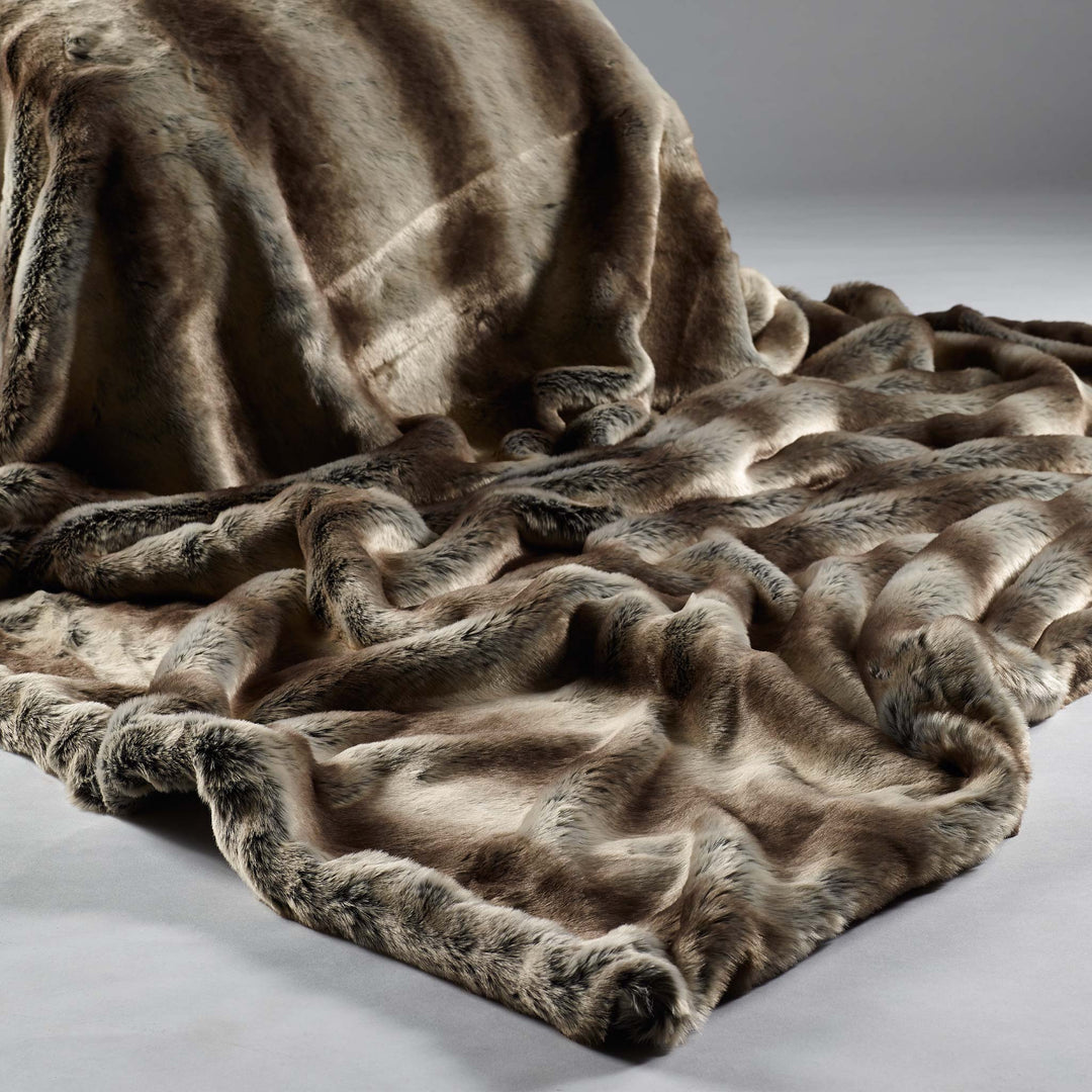 Cafe Couture Striped Faux Fur Throw - TidySpaces