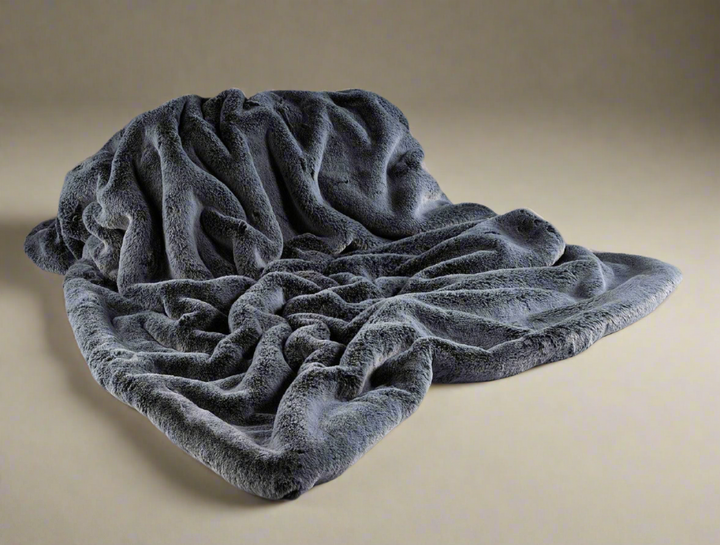 Frosted Gunmetal Faux Fur Throw