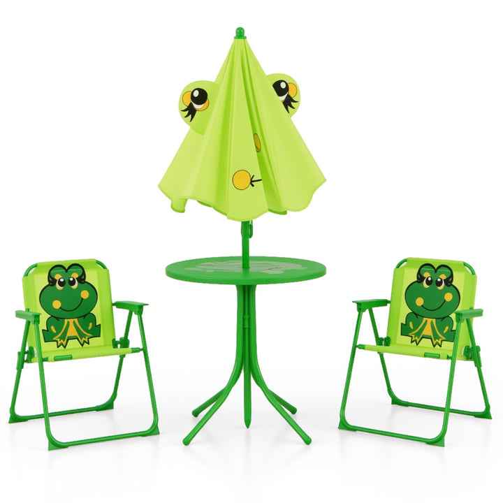 Kids Picnic Table and Chair Set with 2 Folding Chairs and Height Adjustable Umbrella