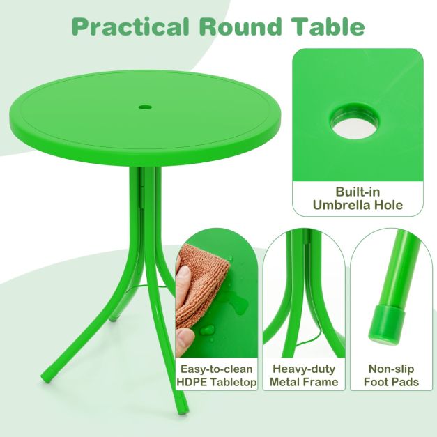 Kids Picnic Table and Chair Set with 2 Folding Chairs and Height Adjustable Umbrella