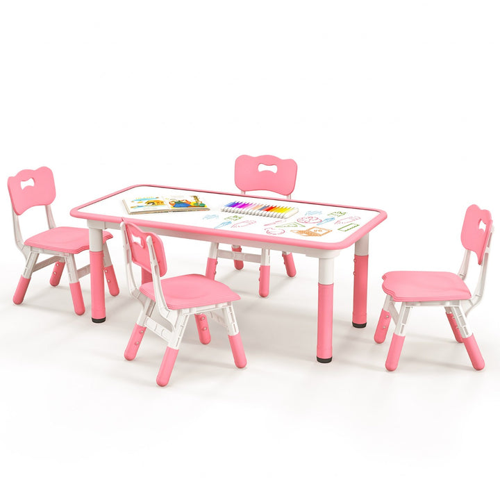 Kids Table and 4 Chairs Set with Graffiti Desktop for Home Daycare School