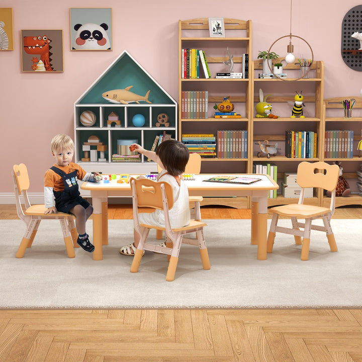 Kids Table and 4 Chairs Set with Graffiti Desktop for Home Daycare School - TidySpaces