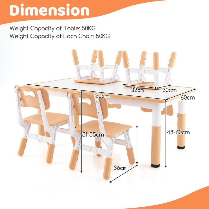 Kids Table and 4 Chairs Set with Graffiti Desktop for Home Daycare School - TidySpaces
