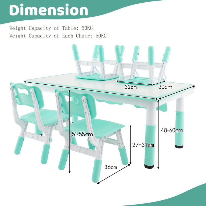 Kids Table and 4 Chairs Set with Graffiti Desktop for Home Daycare School - TidySpaces