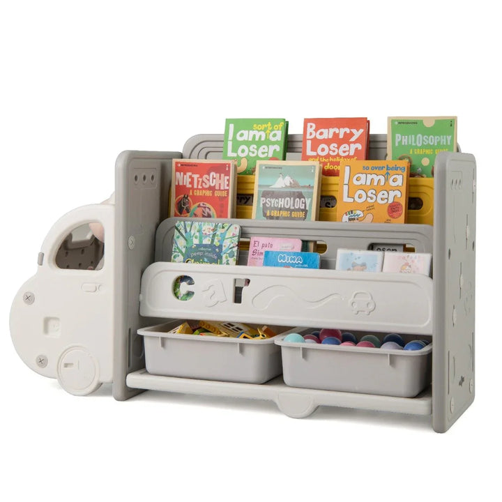 Kids Toy Storage and Bookshelf Car Themed Toy Storage Cabinet - TidySpaces