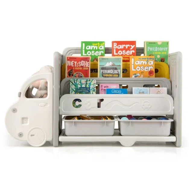 Kids Toy Storage and Bookshelf Car Themed Toy Storage Cabinet - TidySpaces
