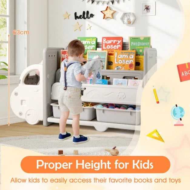 Kids Toy Storage and Bookshelf Car Themed Toy Storage Cabinet - TidySpaces