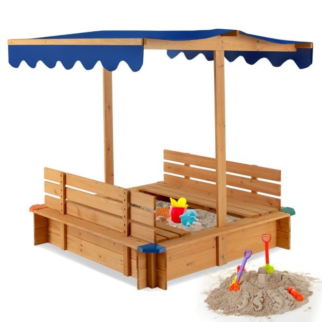 Kids Wooden Sandbox with Canopy Suitable for Backyard Home Lawn Garden - TidySpaces