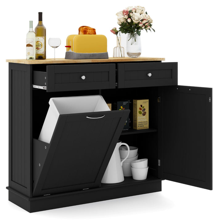 Kitchen Tilt Out Trash Cabinet with 70L Hidden Garbage Holder - TidySpaces