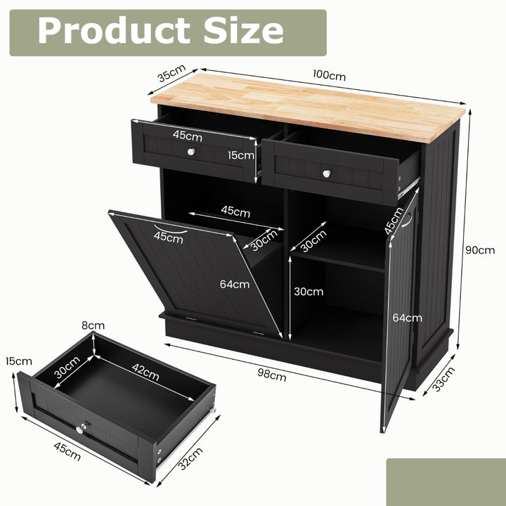 Kitchen Tilt Out Trash Cabinet with 70L Hidden Garbage Holder - TidySpaces