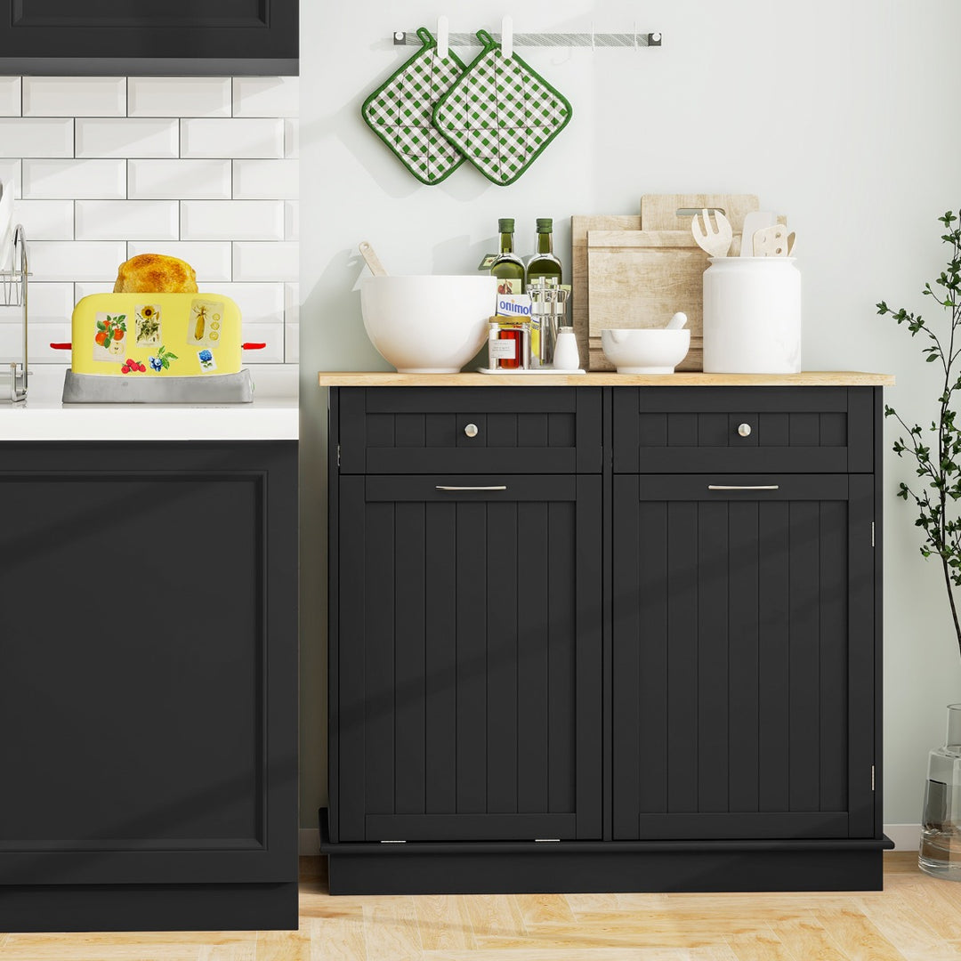 Kitchen Tilt Out Trash Cabinet with 70L Hidden Garbage Holder - TidySpaces