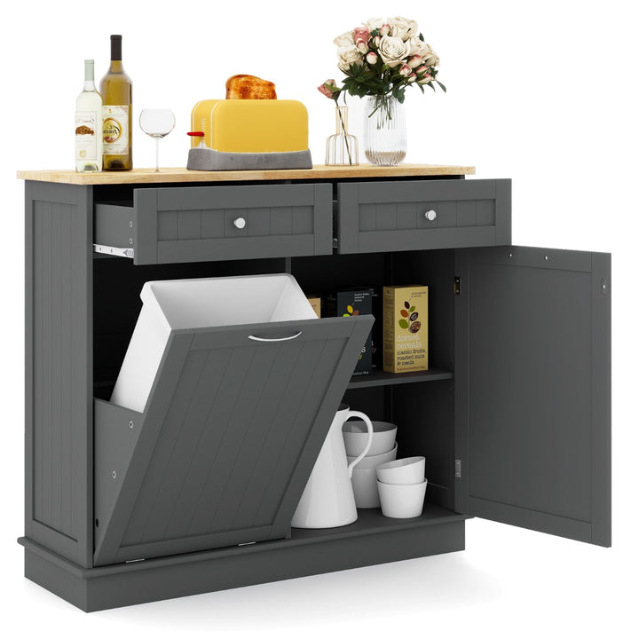 Kitchen Tilt Out Trash Cabinet with 70L Hidden Garbage Holder - TidySpaces