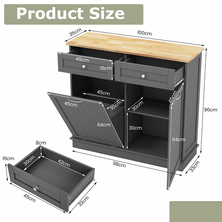 Kitchen Tilt Out Trash Cabinet with 70L Hidden Garbage Holder - TidySpaces