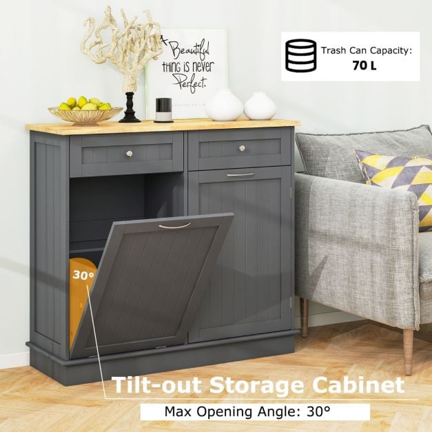 Kitchen Tilt Out Trash Cabinet with 70L Hidden Garbage Holder