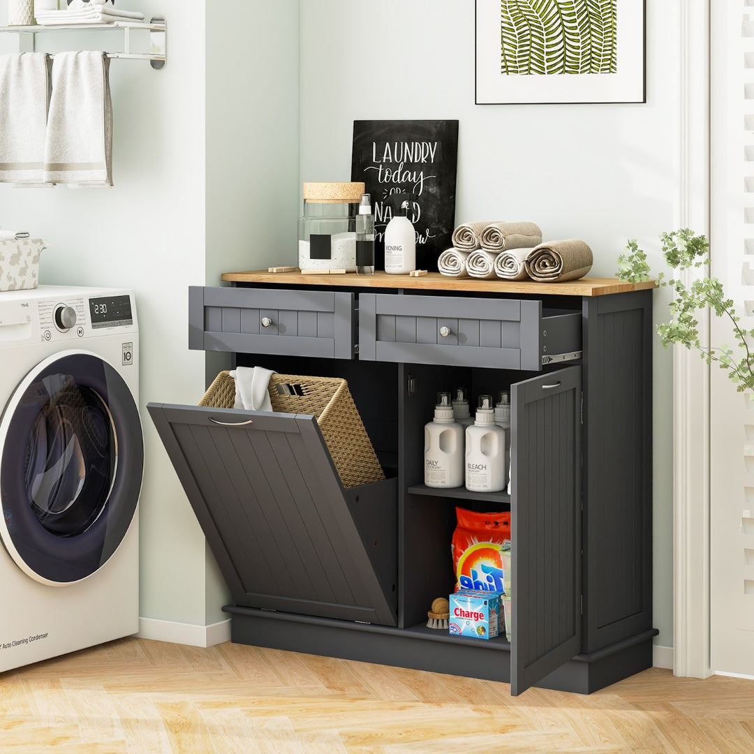 Kitchen Tilt Out Trash Cabinet with 70L Hidden Garbage Holder - TidySpaces