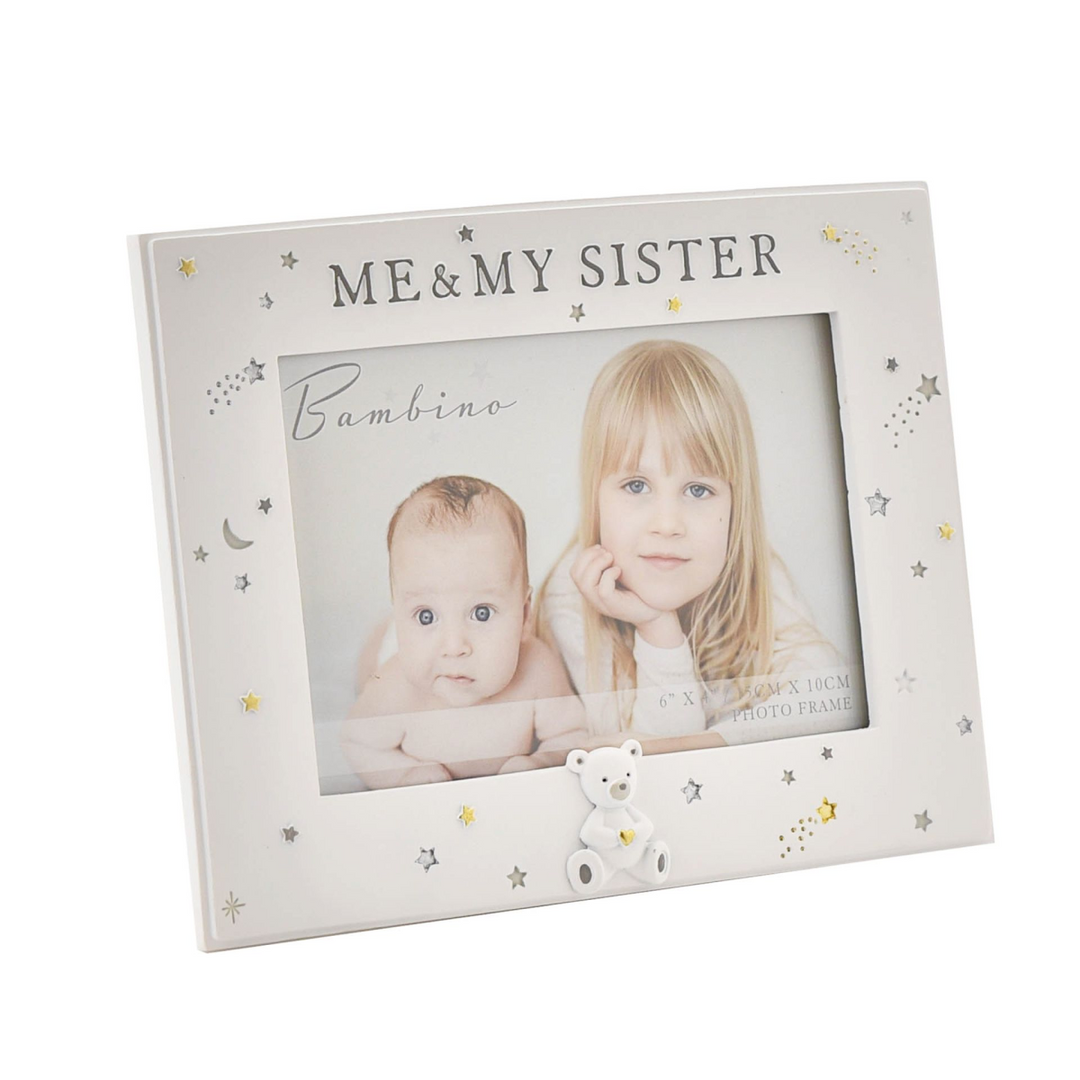 Bambino Resin Me &amp; My Sister Photo Frame 6" x 4"