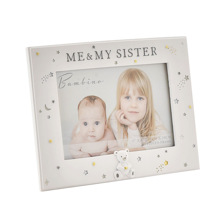 Bambino Resin Me &amp; My Sister Photo Frame 6" x 4"