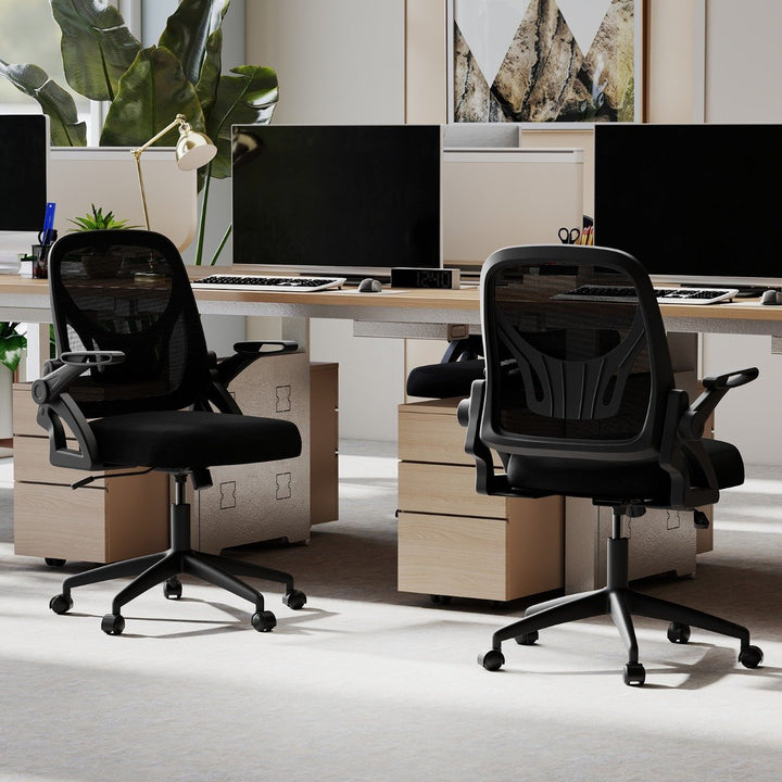 Black mesh ergonomic office chair for desk