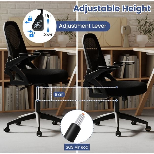 Adjustable height office chair with lockable tilt and SGS air rod