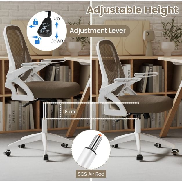 Adjustable height ergonomic office chair with lumbar support