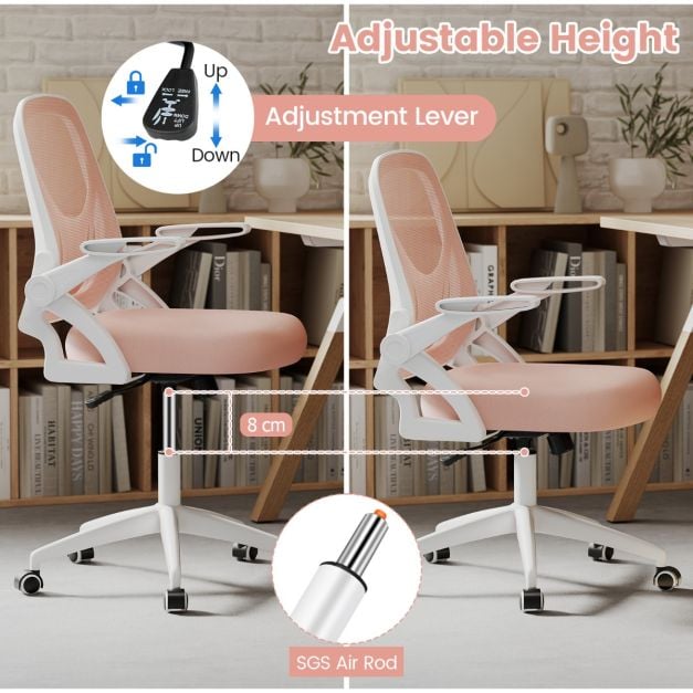 Adjustable office chair with ergonomic backrest and height control