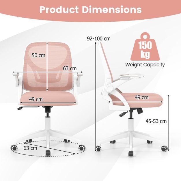 Mesh Office Chair Ergonomic Breathable Height Adjustable Swivel Task Computer Desk Chair