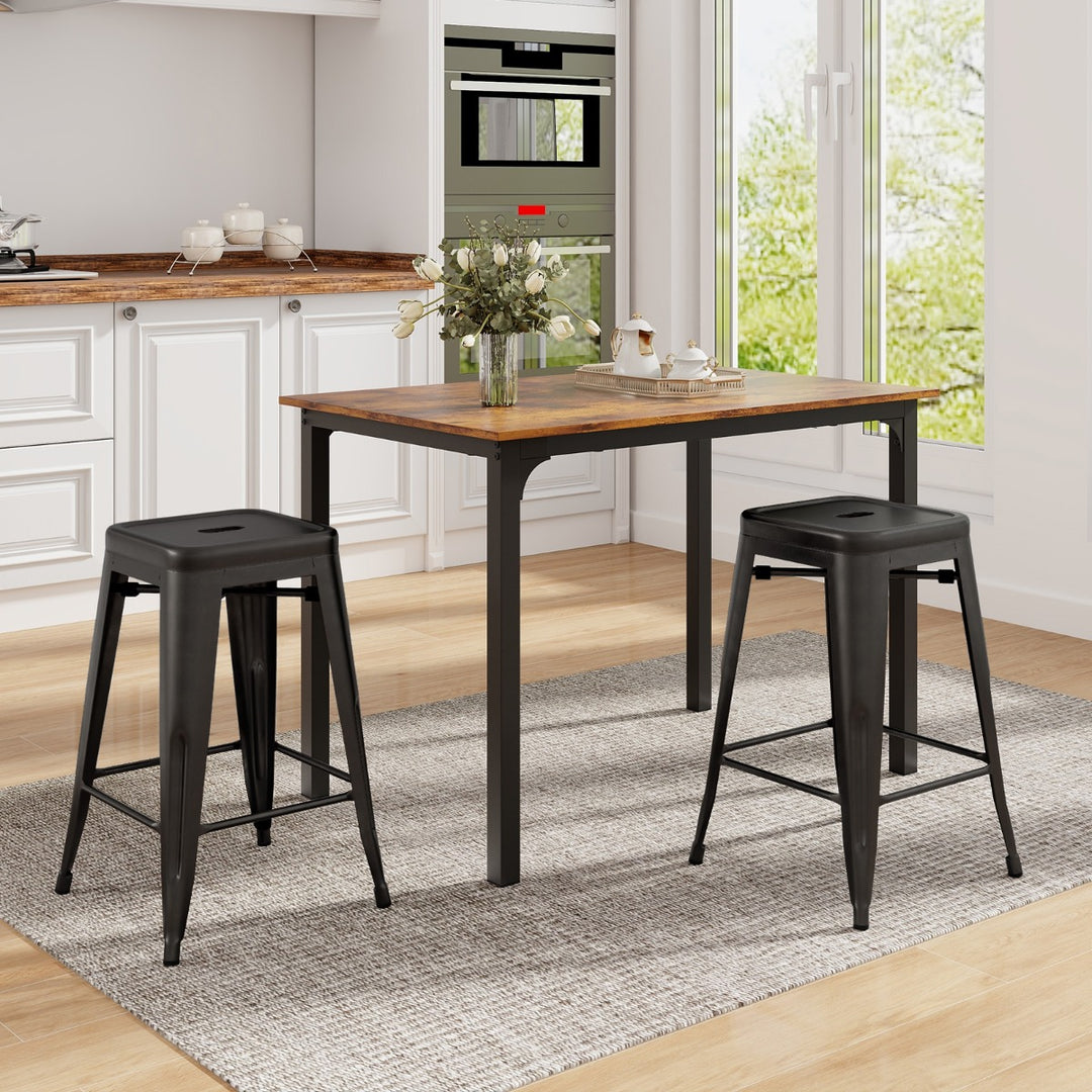 Set of 4 Metal Nesting Bar Stool with Handing Hole for Home Kitchen