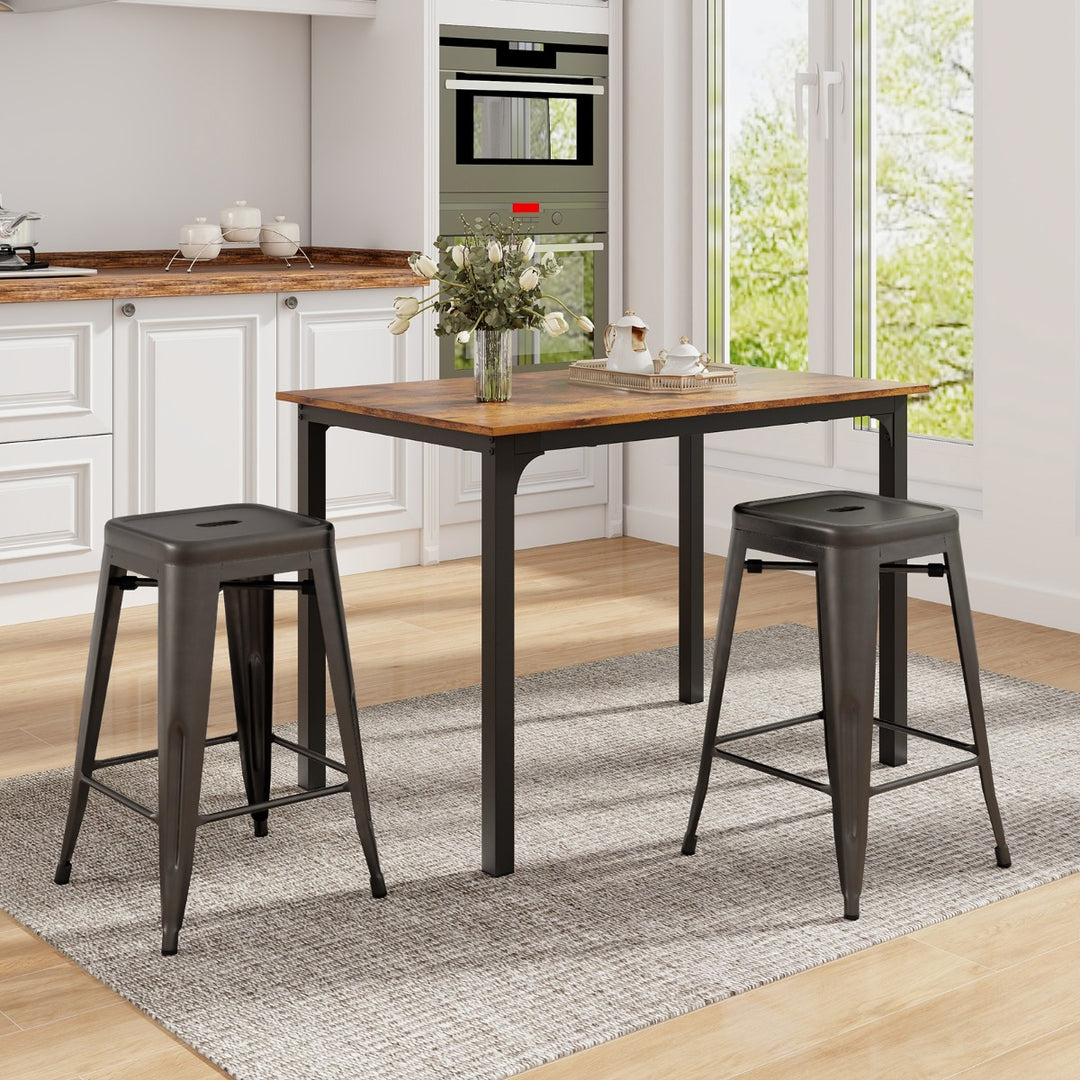 Set of 4 Metal Nesting Bar Stool with Handing Hole for Home Kitchen