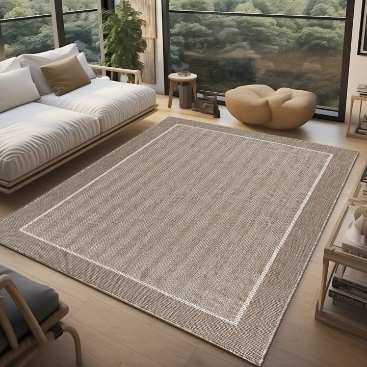 Outdoor Indoor Reversible Rug Quality Woven Soft  Sisal Look Weave Beige Linen Colour