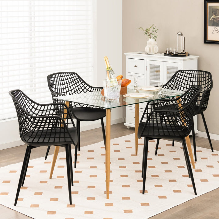 Modern Dining Chair Set of 4 with Airy Hollow Backrest - TidySpaces