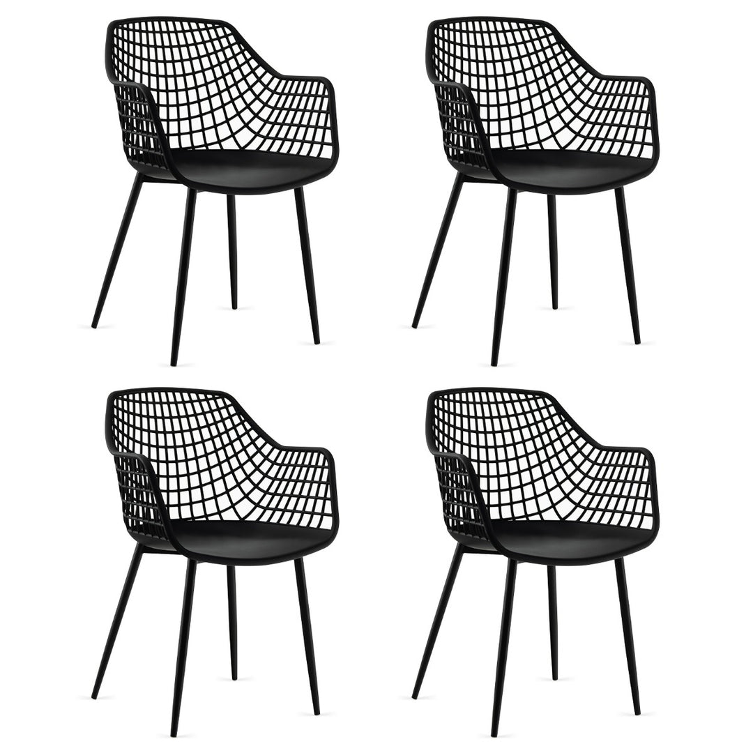 Modern Dining Chair Set of 4 with Airy Hollow Backrest - TidySpaces