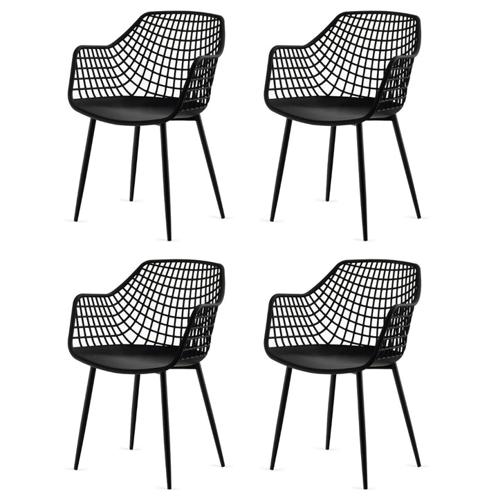 Modern Dining Chair Set of 4 with Airy Hollow Backrest - TidySpaces