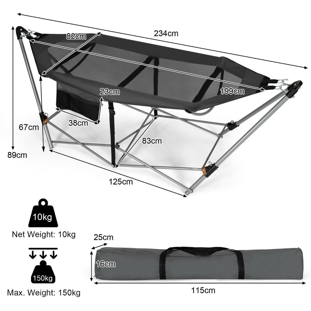 Folding Hammock with Carrying Bag for Patio & Beach-Black - TidySpaces