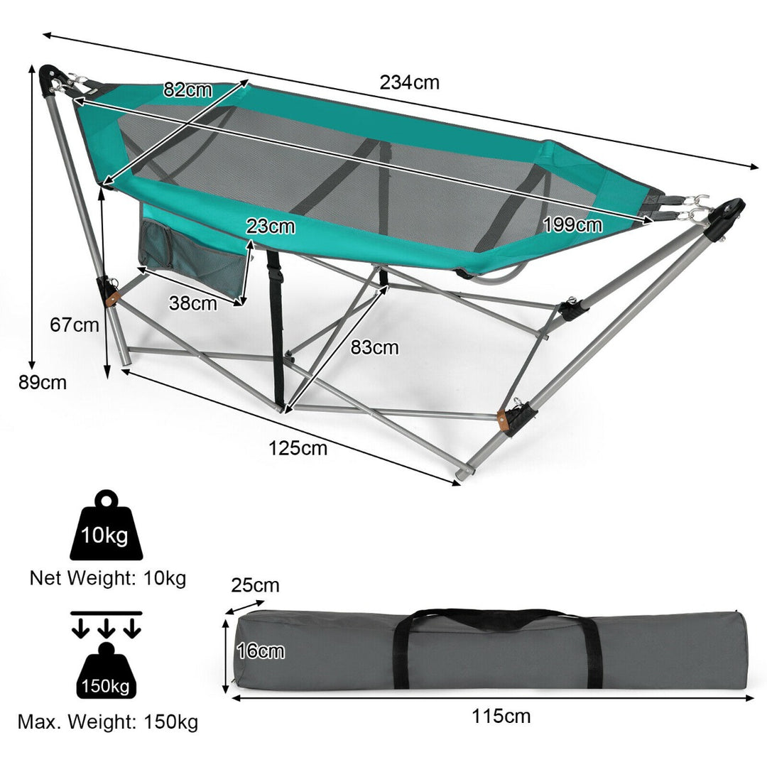 Folding Hammock with Carrying Bag for Patio & Beach-Black - TidySpaces