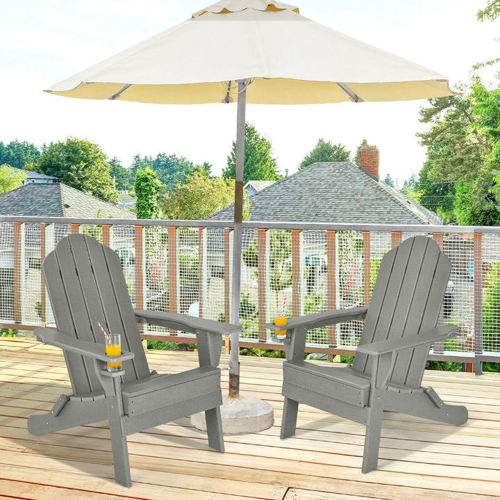 Folding Garden Adirondack Chair with Built in Cup Holder