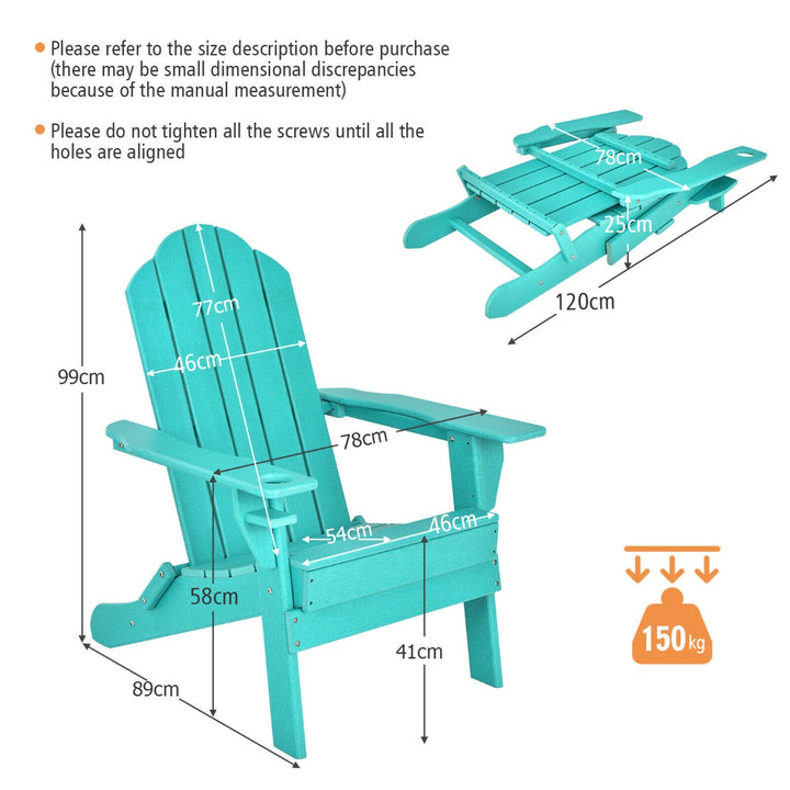 Folding Garden Adirondack Chair with Built in Cup Holder