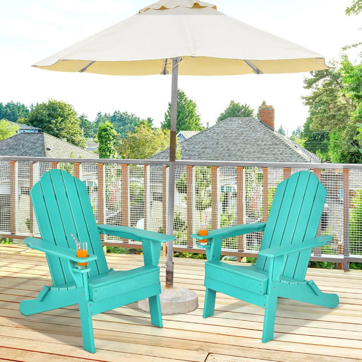 Folding Garden Adirondack Chair with Built in Cup Holder