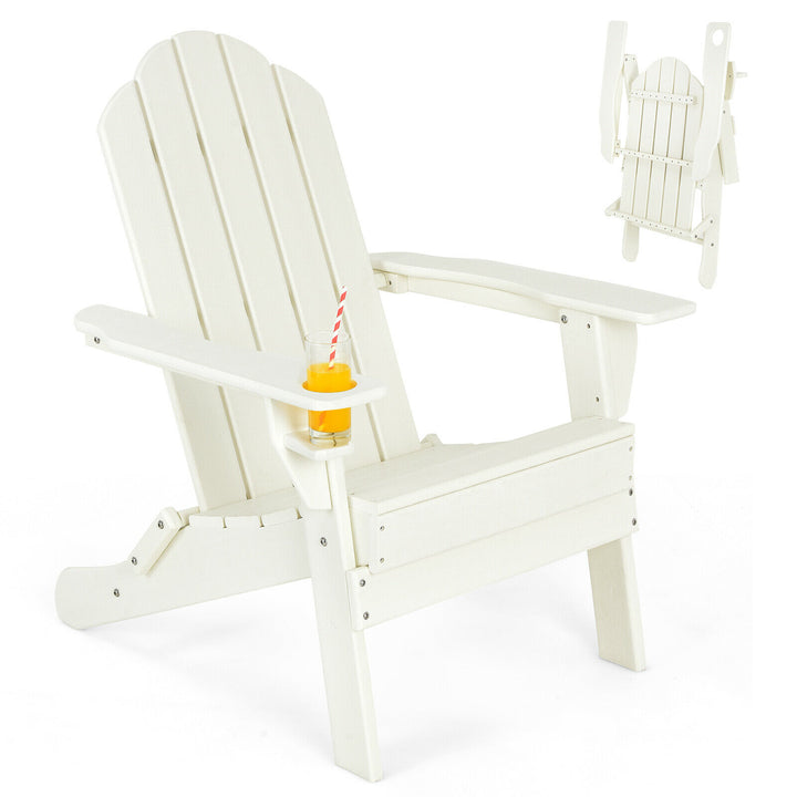 Folding Garden Adirondack Chair with Built in Cup Holder