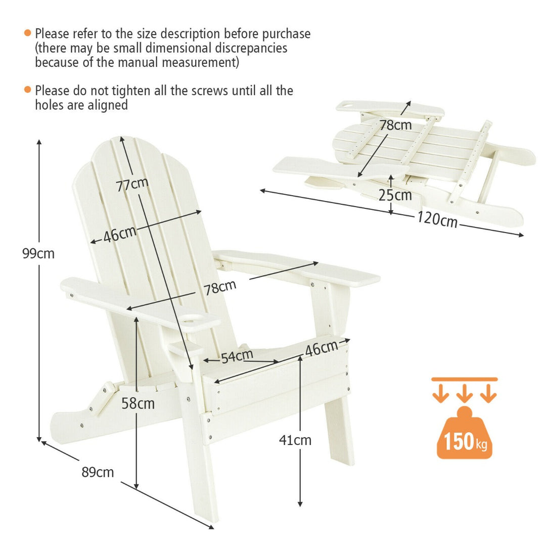 Folding Garden Adirondack Chair with Built in Cup Holder