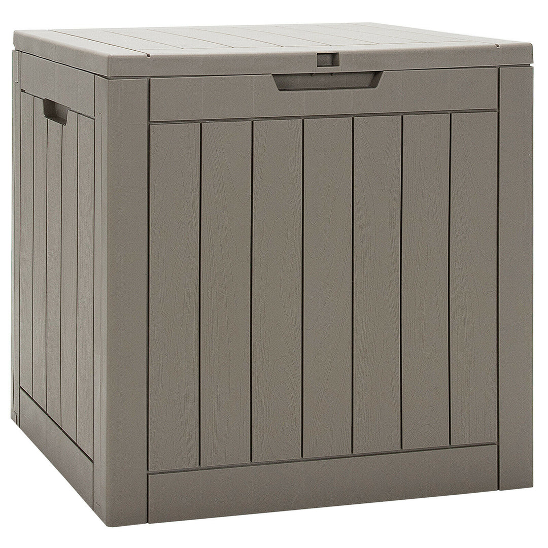 Outdoor Storage Shed with Handles and Lockable Lid Coffee - TidySpaces