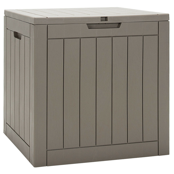 Outdoor Storage Shed with Handles and Lockable Lid Coffee - TidySpaces