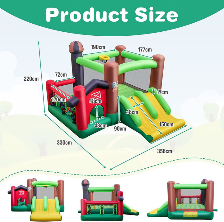 Inflatable Trampoline Bouncy House with Dual Slides without Blower