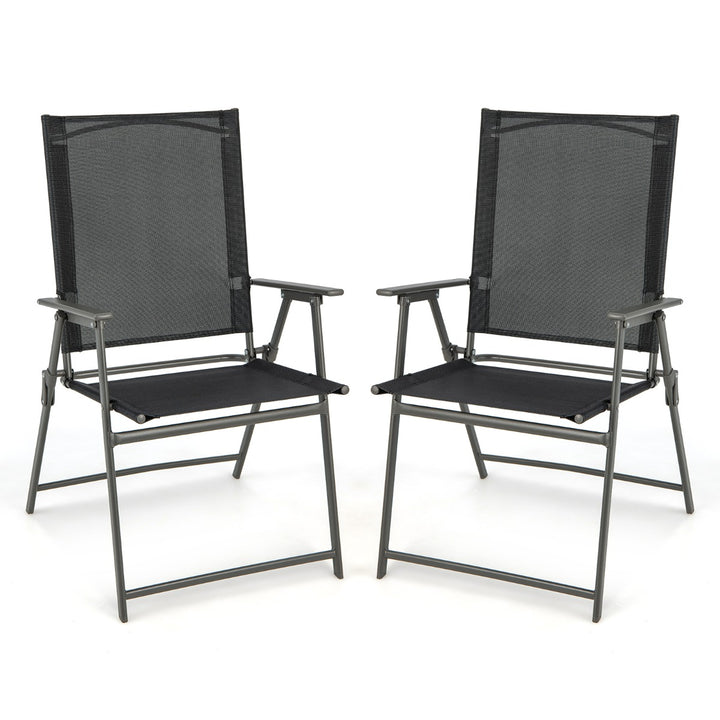 2 Piece Patio Folding Dining Chair Set with Weather resistant Fabric