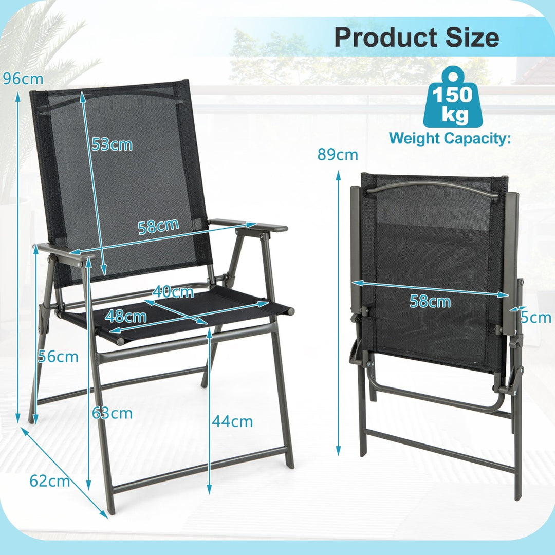 2 Piece Patio Folding Dining Chair Set with Weather resistant Fabric