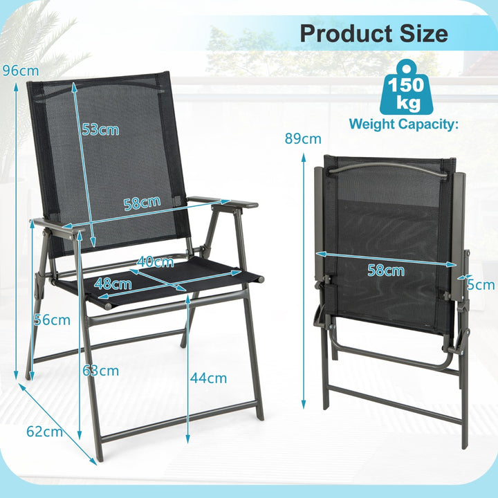 2 Piece Patio Folding Dining Chair Set with Weather resistant Fabric