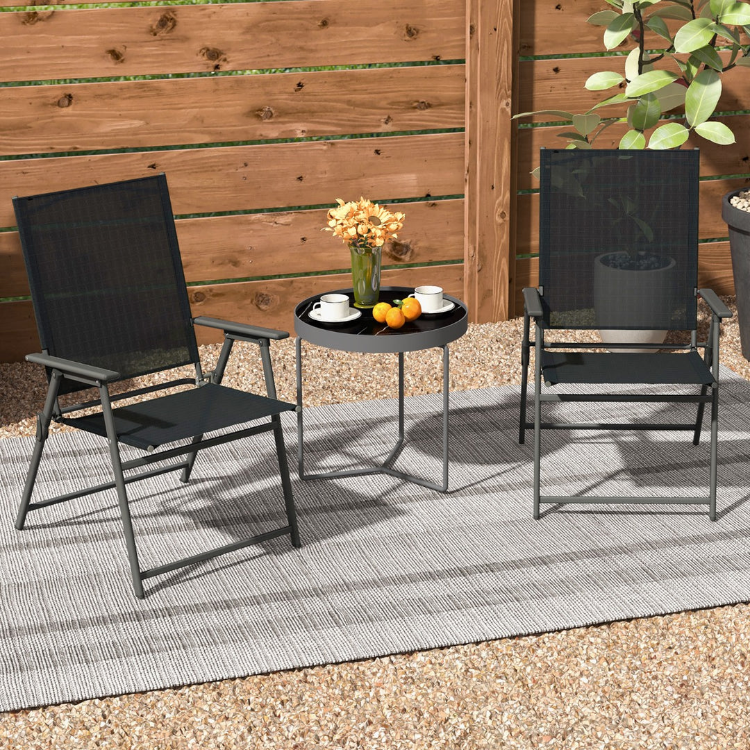 2 Piece Patio Folding Dining Chair Set with Weather resistant Fabric