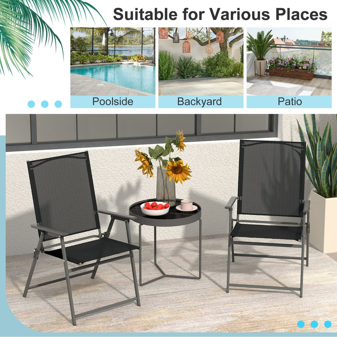 2 Piece Patio Folding Dining Chair Set with Weather resistant Fabric