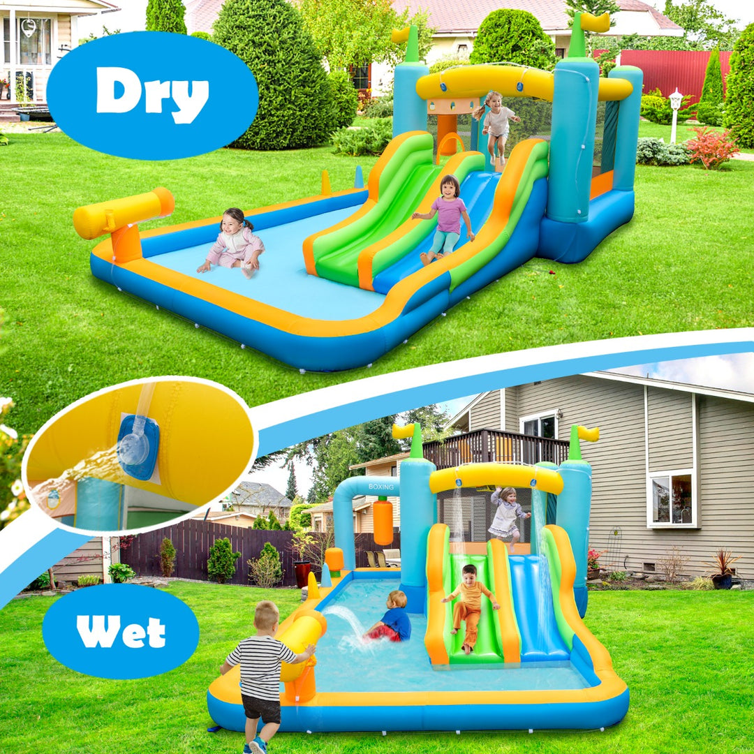 Inflatable Bounce House with Dual Slides for Kids