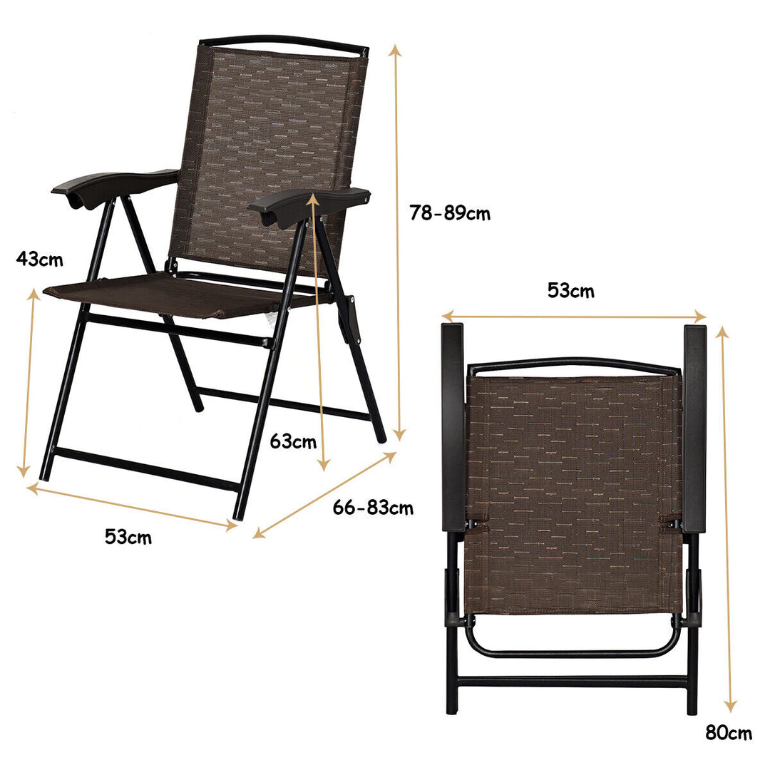 Set of 4 Patio Folding Chairs Portable Garden Armchairs Adjustable