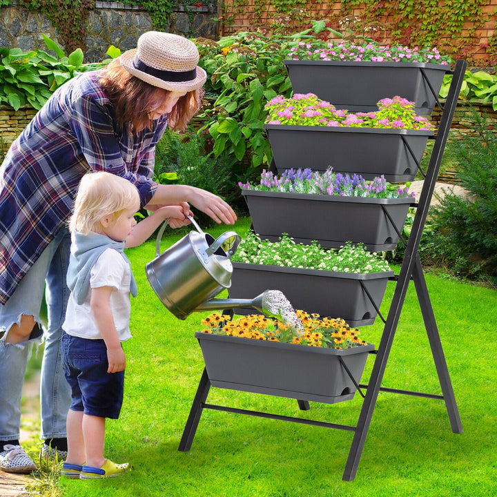 5-Tier Raised Garden Bed with Drainage Holes and Water Storage Bottom - TidySpaces